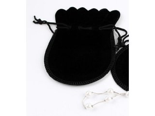 100 Black Velvet Drawstring Jewelry Pouches jew-b145