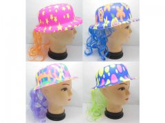 10 New Hat With Wig Costume Prop Party Favor 10 New Hat With Wig Costume Prop Party Favor