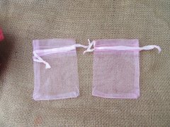 (image for) 100 Pink Drawstring Jewelry Gift Pouches 9x7cm