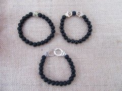 12Pcs Black Elastic Gemstone Beaded Bracelets with Metal Beads 12Pcs Black Elastic Gemstone Beaded Bracelets with Metal Beads