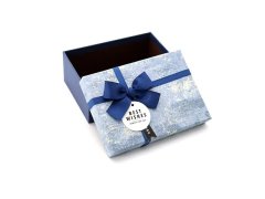 (image for) 1Pc Blue Gift Boxes w/Lid Bowknot Ribbon on Top Size: 20x14x8.5cm