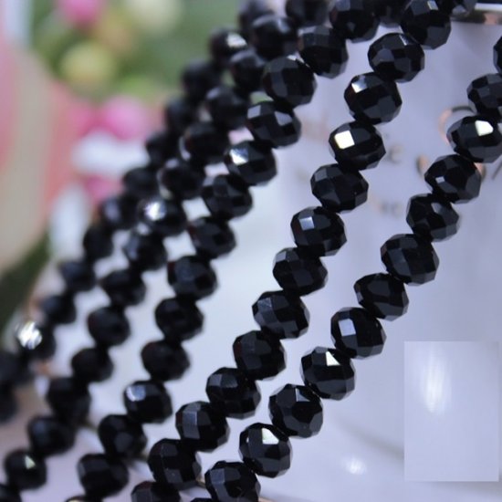 10Strand x 69Pcs Black Rondelle Faceted Crystal Beads 8mm - Click Image to Close