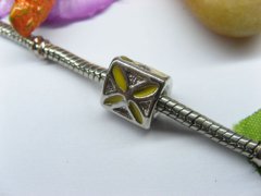 10 Yellow Enamel Metal Thread European Beads pa-m181 10 Yellow Enamel Metal Thread European Beads pa-m181