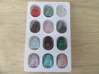 (image for) 12Pcs 2 Inch Buddha Gemstone Statue Healing Crystal Animals