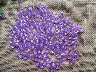 (image for) 500g Transparent Purple Barrel Pony Beads Loose Bead 8mm