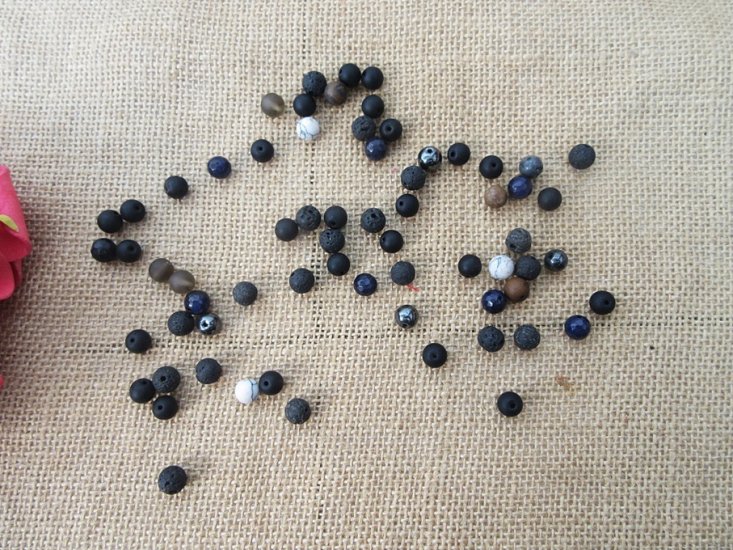 250g Round Lava Stone Beads Gemstone Beads Etc DIY Jewellery Mak - Click Image to Close