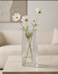 (image for) 4x1Pc Clear Square Glass Vase Modern Rectangular Flower Vase Table Centerpiece