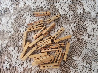 (image for) 6Pkts X 24Pcs Wooden Photo Paper Clip Clothes Pegs 5cm Long