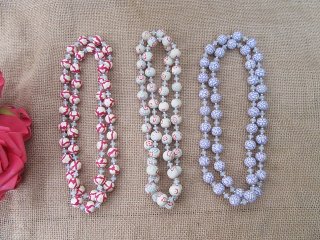 6Pcs Polymer Beads Long Necklace Fashion Jewellery - NO Clasp