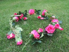 (image for) 2Pcs 17 Flower Head Artificial Rose Leaf Garland Vine String