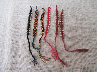 12X Handmade Knitted Unfinished Bracelets with Wooden Beads
