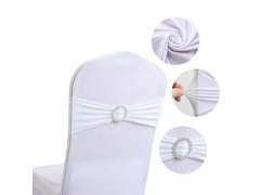 (image for) 10Pcs White Spandex Stretch Sashes Chair Wider Bow Wedding Venue