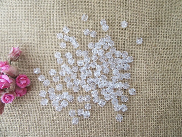 250g (1140Pcs) Clear Faceted Cube Beads Jewellery Findings 8mm - Click Image to Close