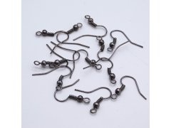 (image for) 1000Pcs Gunblack Color Ear Wire Hooks W/Bead Coil