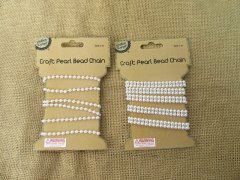 (image for) 12Sheet Craft Pearl Beaded Chain Trim Wedding Decoration