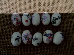 10Pcs Oval Lampwork Porcelain Beads Flower Pattern 18x14mm 10Pcs Oval Lampwork Porcelain Beads Flower Pattern 18x14mm