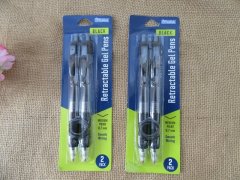 (image for) 6Sheet x 2Pcs Black Ink Retractable Gel Pens Office