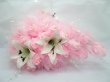 1X Ivory Lily Pink Rose Wedding Bridal Teardrop Bouquet w/Powder (image for) 1X Ivory Lily Pink Rose Wedding Bridal Teardrop Bouquet w/Powder