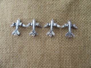 6Packs x 10Pcs Alloy 3D Airplane Beads Charms Pendants Wholesale