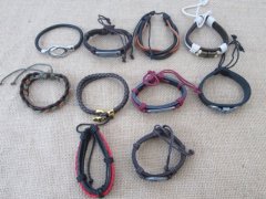 (image for) 12Pcs Fashion Leatherette Drawstring or Clasp Tribe Bracelets