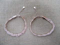 (image for) 12Pcs Fashion Rose Golden Color Knitted Chain Bracelet 22cm long