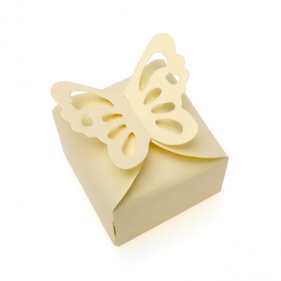 50X Shiny Ivory Butterfly Wedding Favor Candy Gifts Boxes - Click Image to Close