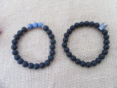 (image for) 6Pcs New Black Elastic Beaded Natural Stone Chakra Bracelets
