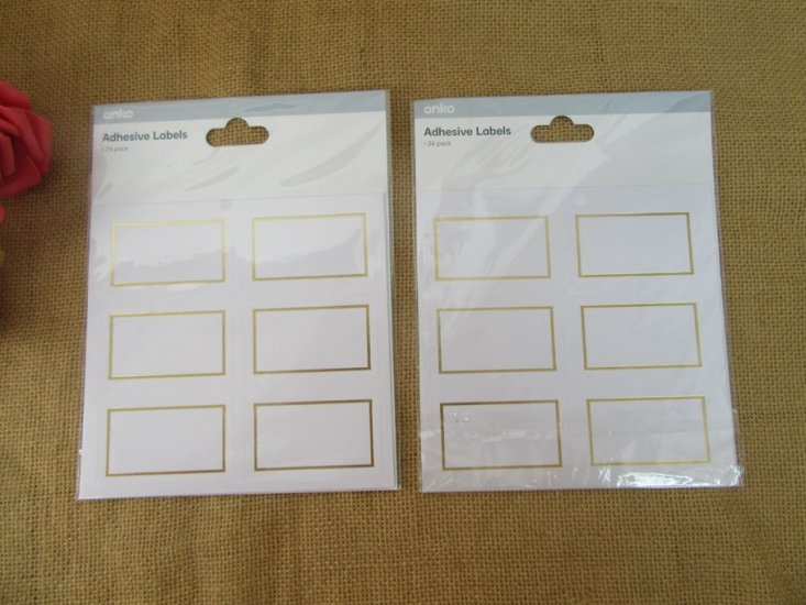 12Packs x 24Pcs White Rectangle Self-Adhesive Labels - Click Image to Close