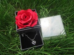 (image for) 1Set Preserved Eternal Rose Box w/Crystal Necklace Gifts For Her