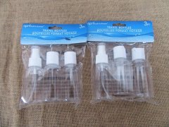 (image for) 6Sheet x 3Pcs Plastic Clear Flip Spray Bottles Travel Cosmetic C