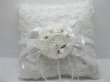 (image for) 1X White Square Wedding Ring Pillow w/case under Rose