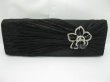 1Pc Black Satin Evening Handbag Wedding Clutch Bag w/Flower (image for) 1Pc Black Satin Evening Handbag Wedding Clutch Bag w/Flower