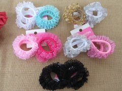 (image for) 1Sheet X 4Pcs Hairelastics Lace Hair Elastic Hair Band Scrunchie