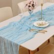 (image for) 1Pc Blue Rustic Sheer Table Runner Chair Sashes Wedding Favor