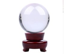 (image for) 1X 78mm Clear Crystal Sphere Ball with Wooden Base