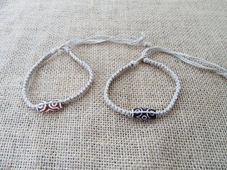 12X Handmade Hemp Knitted Bracelet with Gemstone Bead Mixed