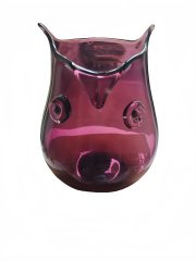 (image for) 1Pc Handmade Purple Owl Glass Vase Retro Art Pottery Home Decor