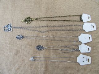 12Pcs Unique Metal Chain Necklace with Assorted Pendant