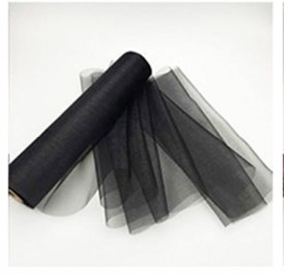 1Roll x 26M Organza Tulle Roll Wedding Decoration - Black - Click Image to Close