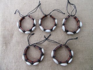 12Pcs Fashion Leather Shell Drawstring Bracelets