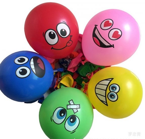 100 New Funny Emoji Smiley Face Balloons Mixed Color 30cm - Click Image to Close