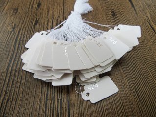 450 Paper Price Tags/Labels Tie-on White String 23x16mm