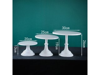 1Pc 3in1 White Round Cake Stand Pedestal Display Wedding Party