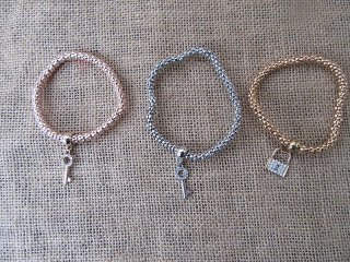 6Packs x 3Pcs Charm Bracelets Key & Lock Pendant Bangles Assorte