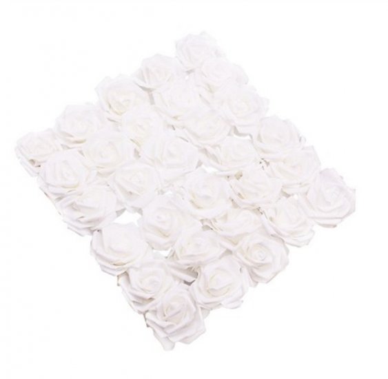 25Pcs White Rose Artificial Foam Flower Hair Pick Wedding - Click Image to Close