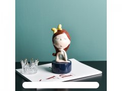 1Pc Girl Sculpture Figurine w/Bow Princess Statue Decor