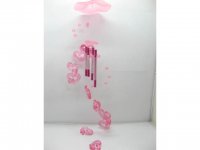 5X Pink Double Heart Wind Chime with 4 Aluminum Pipes