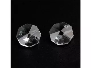 100 Clear Crystal Faceted Double-Hole Suncatcher Beads 10mm