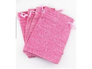 50 Plain Pink Hemp Drawstring Jewelry Gift Pouches 14x10cm