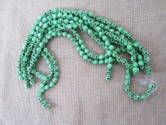8Strands X 30Pcs Green Skull Gemstone Beads 12x10x10mm